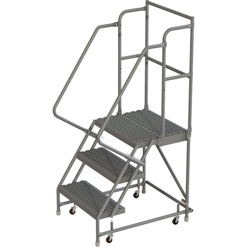Tri-Arc Manufacturing KDSR103242-D2 Escabeaux roulants &agrave; dessus profond, 3 marches, Largeur de la marche 24", Hauteur de la plateforme 30", Acier