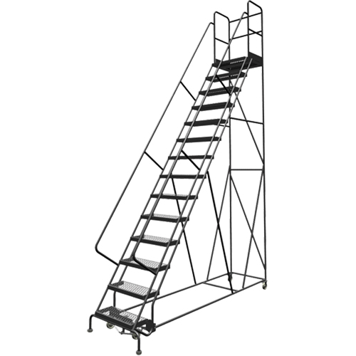 Tri-Arc Manufacturing KDSR114242-D2 Escabeaux roulants &agrave; dessus profond, 14 marches, Largeur de la marche 24", Hauteur de la plateforme 140", Acier