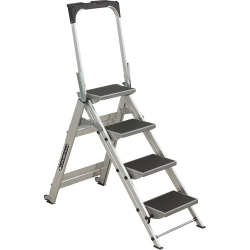 Louisville Ladder L-2011-04 &eacute;chelle escabeau avec roues pivotantes, 4 marches, 44,25" x 22,13" x Hauteur 59"