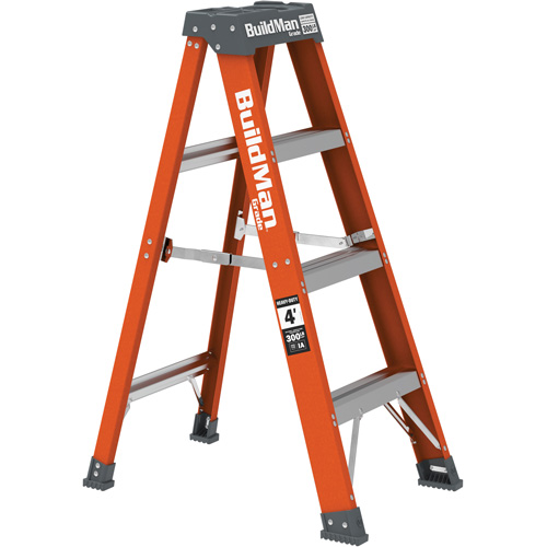 Metaltech E-SLFB4T1A BuildMan&reg; Step Ladder, 4', Fibreglass, 300 lbs. Capacity, Type 1A