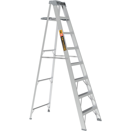 Metaltech E-SLA8TT2 Escabeau avec plateau &agrave; peinture, 8', Aluminium, Capacit&eacute; 225 lb, Type 2