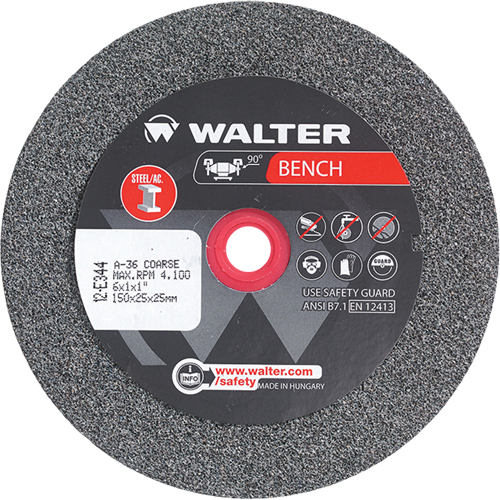 Walter Surface Technologies 12E344 Bench Grinding Wheels, 6" x 1", 1" Arbor, 1