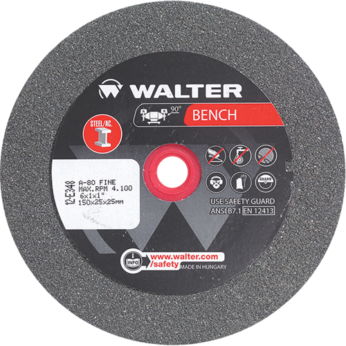 Walter Surface Technologies 12E348 Bench Grinding Wheels, 6" x 1", 1" Arbor, 1