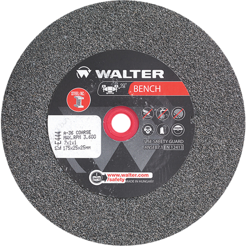 Walter Surface Technologies 12E444 Bench Grinding Wheels, 7" x 1", 1" Arbor, 1