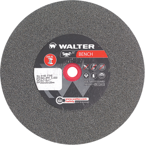 Walter Surface Technologies 12E537 Bench Grinding Wheels, 8" x 7/8", 1" Arbor, 1