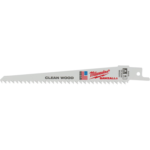 Milwaukee 48-00-5015 Lame d'&eacute;lagage pour scie alternative Sawzall, Bim&eacute;tal, 6 Dents par pouce, 6" lo x 3/4" la