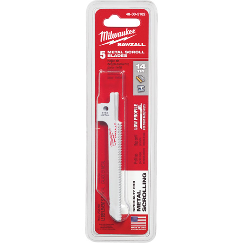 Milwaukee 48-00-5162 Lame de scie alternative Sawzall, Bim&eacute;tal, 14 Dents par pouce, 3-5/8" lo x 5/16" la