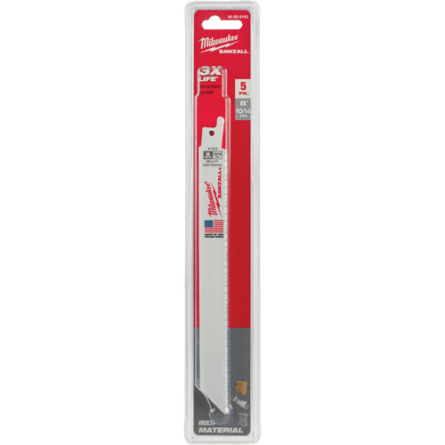 Milwaukee 48-00-5193 Sawzall&reg; Reciprocating Saw Blade, Bi-Metal, 10-14 TPI, 8" L x 5/8" W