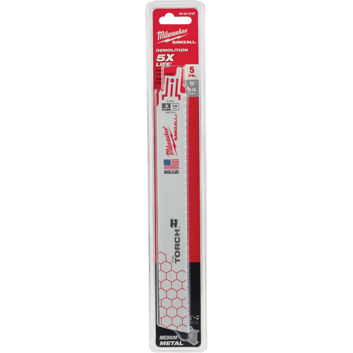 Milwaukee 48-00-5787 Lames The Torch Sawzall, Bim&eacute;tal, 14 Dents par pouce, 9" lo x 1" la