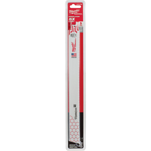 Milwaukee 48-00-5789 Lames The Torch Sawzall, Bim&eacute;tal, 18 Dents par pouce, 12" lo x 1" la