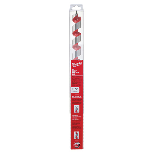 Milwaukee 48-13-6250 Longue m&egrave;che h&eacute;licoidale pour perceuse, Diam&egrave;tre de 1-1/4", Cannelure 15", Tige 7/16" hexagonal