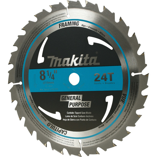Makita D-21521 Lame de scie circulaire pour charpente &agrave; pointes au carbure, 8-1/4", 24 dents, Pour Bois