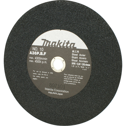 Makita A-90152 Abrasive Wheel for Cut Off Saws & Angle Cutters, 12" x 7/64", 1" Arbor, 4500 RPM