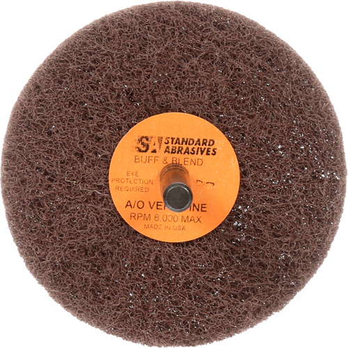 3M STA-880513 Standard Abrasives Buff & Blend Wheel, 3" Dia. x 1" W, 1/4" Arbor, Aluminum Oxide