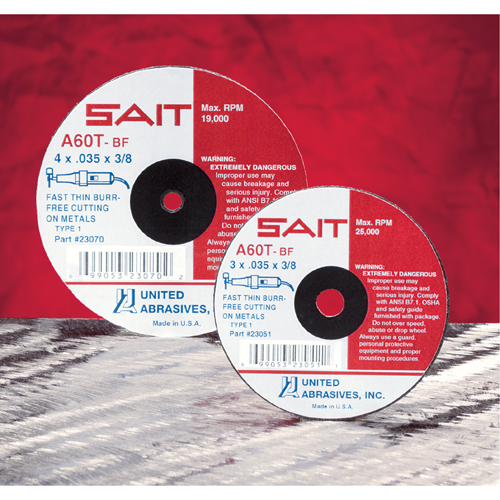 United Abrasives Inc. 22073 Meule &agrave; tronçonner, 5" x 0,045", Arbre de 7/8", Type 27, Oxyde d'aluminium/C&eacute;ramique, 12 200 Tr/min