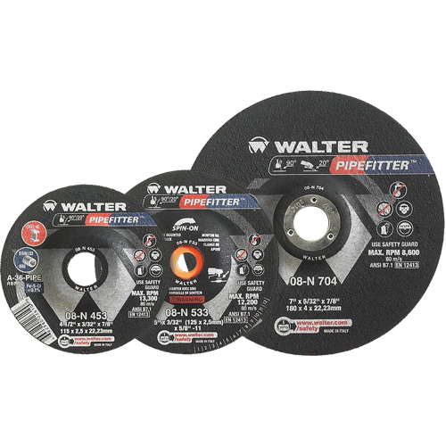 Walter Technologies Pour Surface 08N904 Meules &agrave; moyeu d&eacute;port&eacute; Pipe Fitter, 7" x 5/32", Arbre 7/8", Type 27
