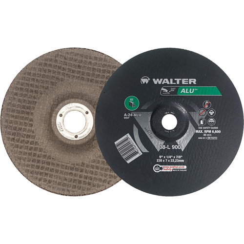 Walter Surface Technologies 08L900 Aluminium Depressed Centre Grinding Wheels, 9" x 1/4", 7/8" Arbor, Type 27