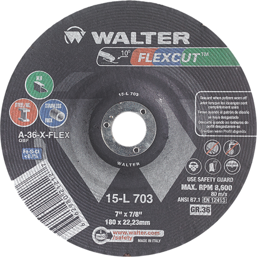 Walter Flexcut Premium Performance Flexible Grinding Wheel, Type 29, Thread 並行輸入品 : Walter 15L703 7X7⁄8 Flexcut Premium Spin-On Wheels