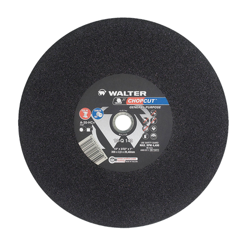 Walter Surface Technologies 10Q143 Chopcut Cut-Off Wheel, 14" x 3/32", 1" Arbor, Type 1, Aluminum Oxide, 4400 RPM