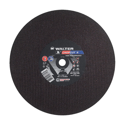 Walter Technologies Pour Surface 10P163 Meule &agrave; tronçonner pour scie de d&eacute;coupage Chopcut II, 16" x 7/64", Arbre de 1", Type 1, Oxyde d'aluminium, 3800 Tr/min