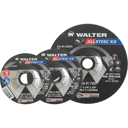Walter Surface Technologies 08H900 ALLSTEEL XX Depressed Centre Grinding Wheels, 9" x 1/4", 7/8" Arbor, Type 27