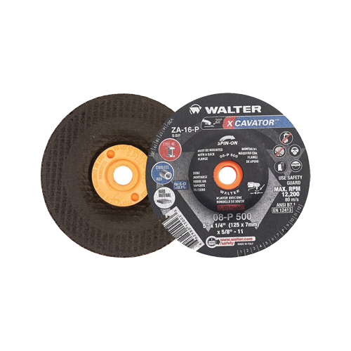 Walter Technologies Pour Surface 08P500 Meule XCAVATOR, 5" x 1/4", Arbre 5/8"-11, Zirconium, Type 27/27S