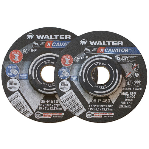 Walter Surface Technologies 08P900 XCAVATOR Grinding Wheel, 9" x 1/4", 7/8" Arbor, Zirconium, Type 27