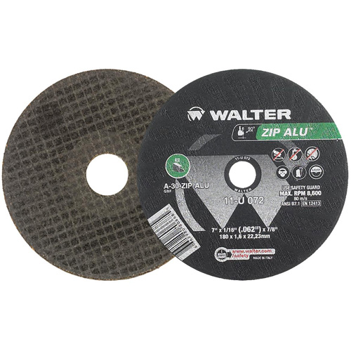 Walter Surface Technologies 11U072 Zip Alu Cut-Off Wheel, 7" x 3/64", 7/8" Arbor, Type 1, Aluminum Oxide, 8600 RPM