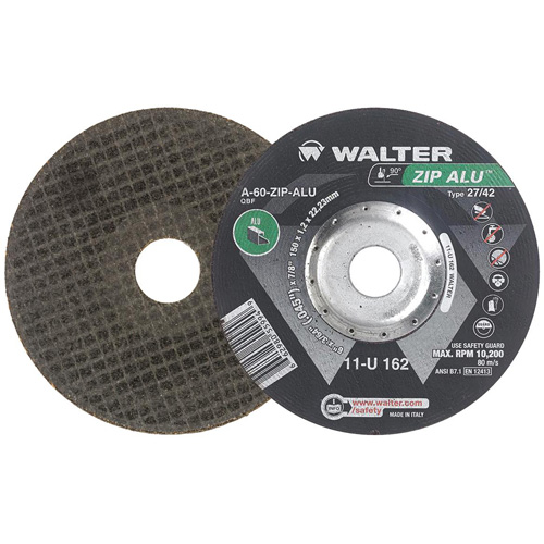 Walter Surface Technologies 11U162 Zip Alu Cut-Off Wheel, 6" x 3/64", 7/8" Arbor, Type 27, Aluminum Oxide, 10200 RPM