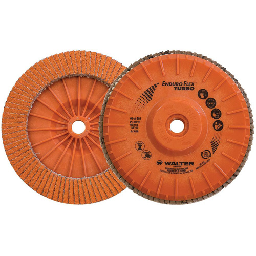 Walter Surface Technologies 06A602 Enduro-Flex Turbo Flap Disc, 6" x 5/8"-11, Type 27S, 36/60 Grit, Ceramic