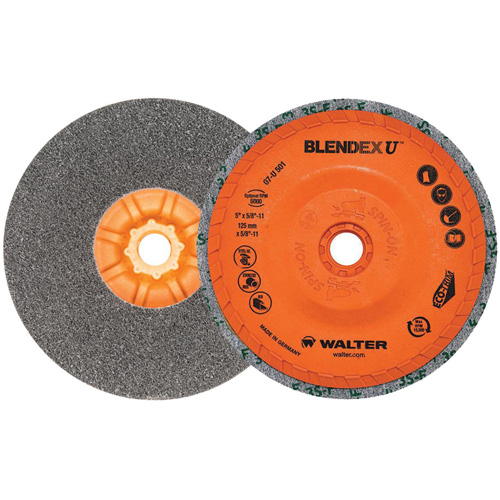 Walter Technologies Pour Surface 07U501 Brosse coupe de finition Blendex U, 5" dia., Grain Fin, Carbure de silicium