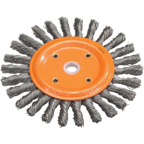 Walter Surface Technologies 13B280 Knot-Twisted Wire Bench Wheel, 8" Dia., 0.0118" Fill, 5/8" Arbor, Steel