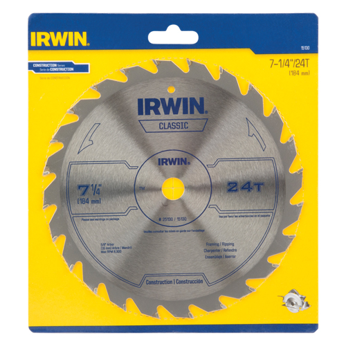 Irwin 15130 Contractor Saw Blades - Classic Series Saw Blades, 7-1/4", 24 Teeth, Wood Use