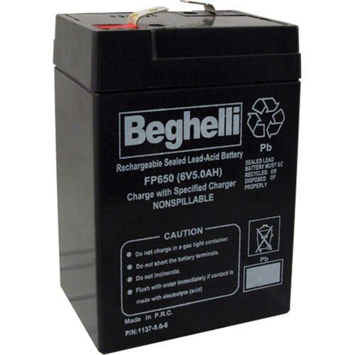 Beghelli BA-6.5.0BB Sealed Lead Acid Batteries, 6 V, 5 Ah
