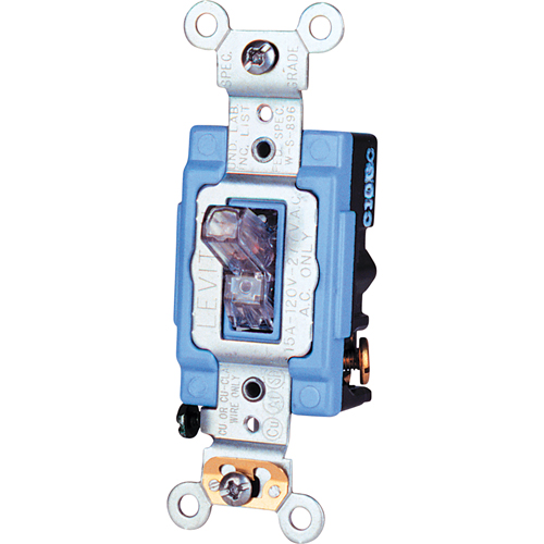 Leviton 1203-LHC Poign&eacute;e illumin&eacute;e &agrave; borne arri&egrave;re & lat&eacute;rale, avec basculement tripolaire