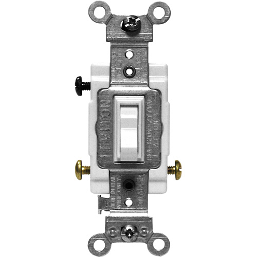 Leviton 1103-CW Back & Side-Wired Quiet Switches with 3-Way Framed Toggle