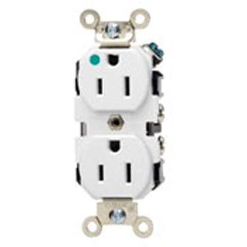Leviton 8200-W Prise &agrave; borne arri&egrave;re & lat&eacute;rale &agrave; broches droites avec courroie en laiton nickel&eacute;