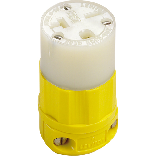 Leviton 53CM-69C 2-Pole 3-Wire Grounding Straight Blade Connector, 5-20P, Nylon