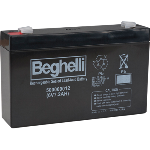 Beghelli BA-6-7.2BB Blocs-piles scell&eacute;s au plomb-acide, 6 V, 7,2 Ah
