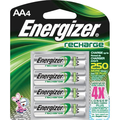 Energizer NH15BP4 Rechargeable NiMH Batteries, AA, 1.2 V