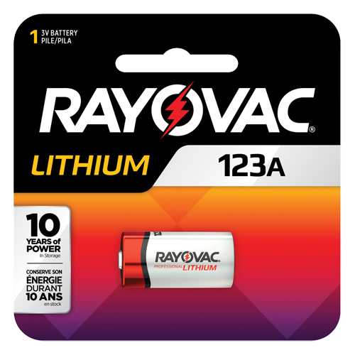Rayovac RL123A-1 Lithium Battery, 123, 3 V
