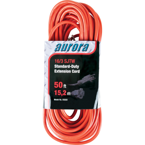 Aurora Tools XC633 Extension Cord, Indoor/Outdoor, SJTW, 16/3 AWG, 13 A, 50'