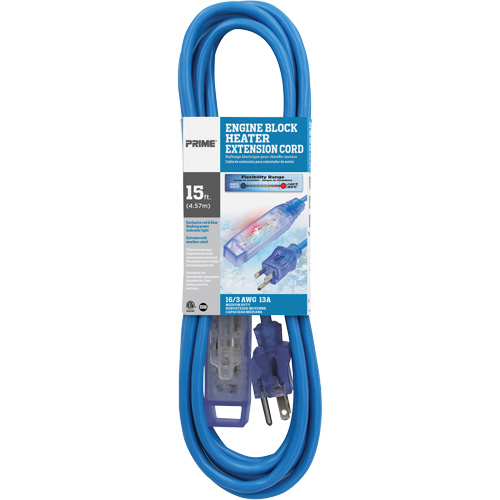 Prime LTF890615 Chauffe-moteur Glacier Flex, Toutes saisons, SJTW, AWG 16/3, 13 A, 3 prise(s), 15'