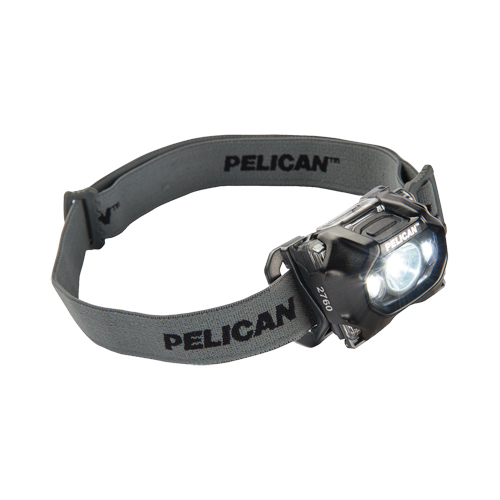 Pelican 027600-0102-110 2760 Headlamp, LED, 204 Lumens, 2 Hrs. Run Time, AAA Batteries