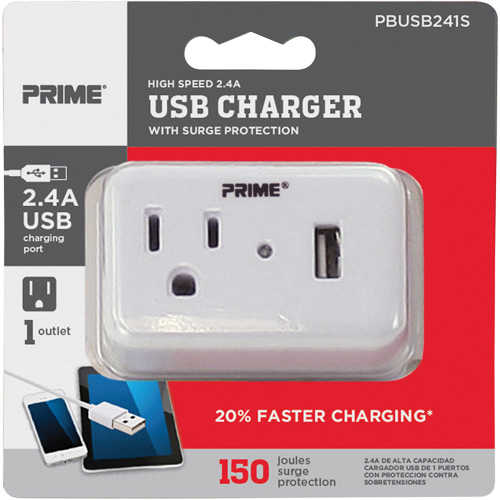 Prime PBUSB241S Prime&reg; USB Charger with Surge Protector