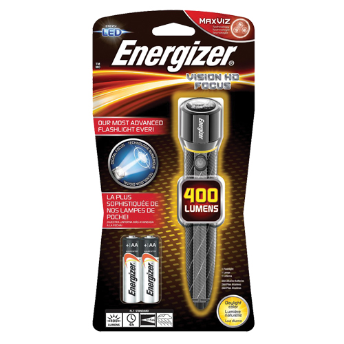 Lampe Torche LED Energizer Digital Focus 400 Lumens – PMZH21, Zoom Réglable, Avec Piles AA