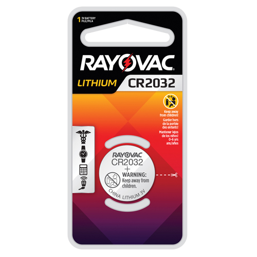 Rayovac KECR2032-1 Pile bouton au lithium CR2032, 3 V