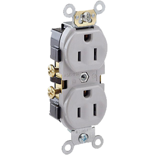 Leviton CR15-GY Commercial Grade Duplex Outlet