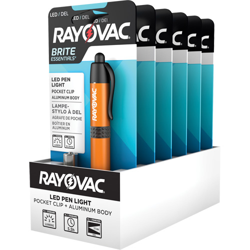 Rayovac BEPN1AAA-BTA Brite Essentials Pocket Penlight, LED, 3 Lumens, Aluminum Body, AAA Batteries, Included