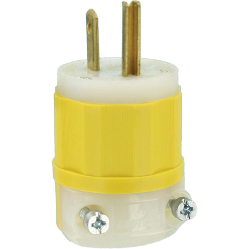 Leviton 5266-CY Industrial Grade Straight-Blade Plug, Impact Modified Nylon, 15 A, 125 V